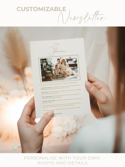 Christmas Card Bundle with Newsletter - 6 Editable Canva Templates, Printable or Digital Holiday Cards with Family Photo Update