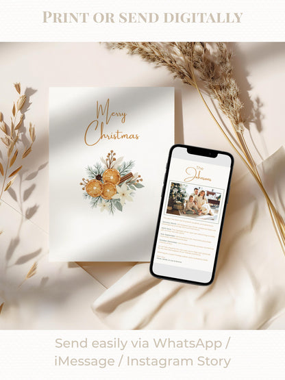 Christmas Card Bundle with Newsletter - 6 Editable Canva Templates, Printable or Digital Holiday Cards with Family Photo Update