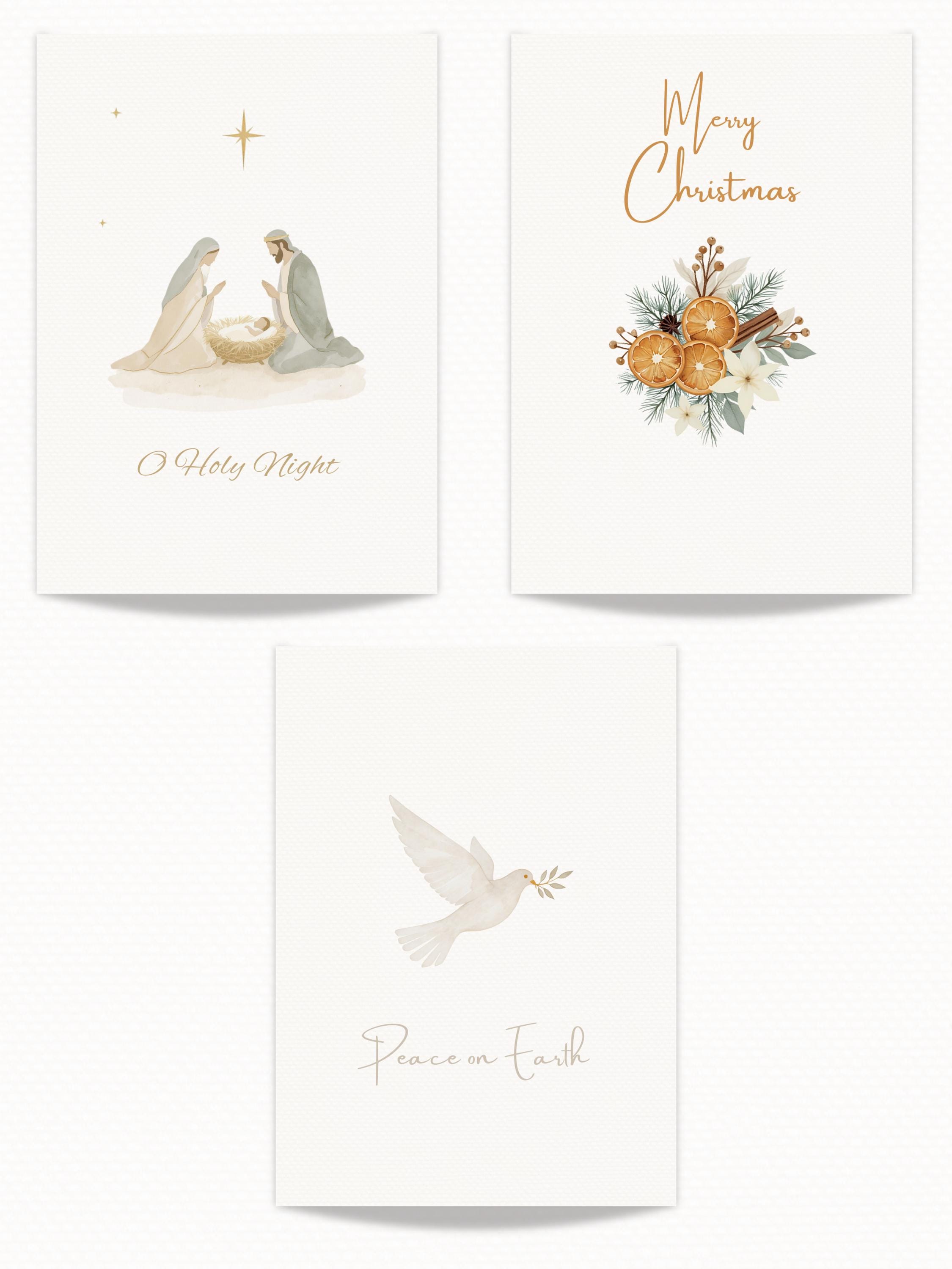 Christmas Card Bundle with Newsletter - 6 Editable Canva Templates, Printable or Digital Holiday Cards with Family Photo Update