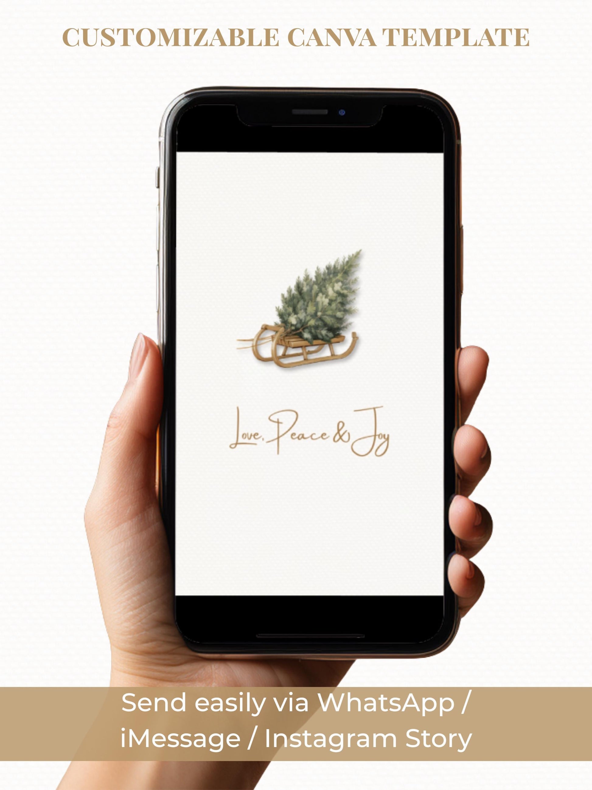 Animated Christmas Card - Digital Family Newsletter with Music (Instant Download Customizable Canva Template) Sled and Tree Holiday Evite