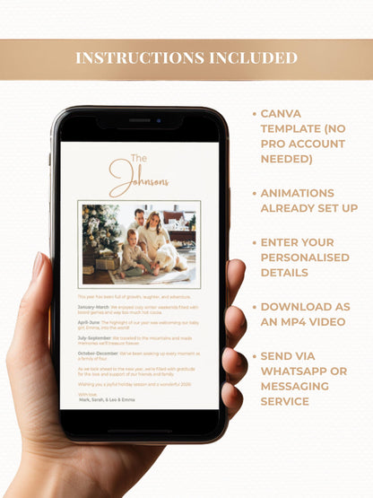 Animated Christmas Card - Digital Family Newsletter with Music (Instant Download Customizable Canva Template) Orange Wreath Holiday Evite