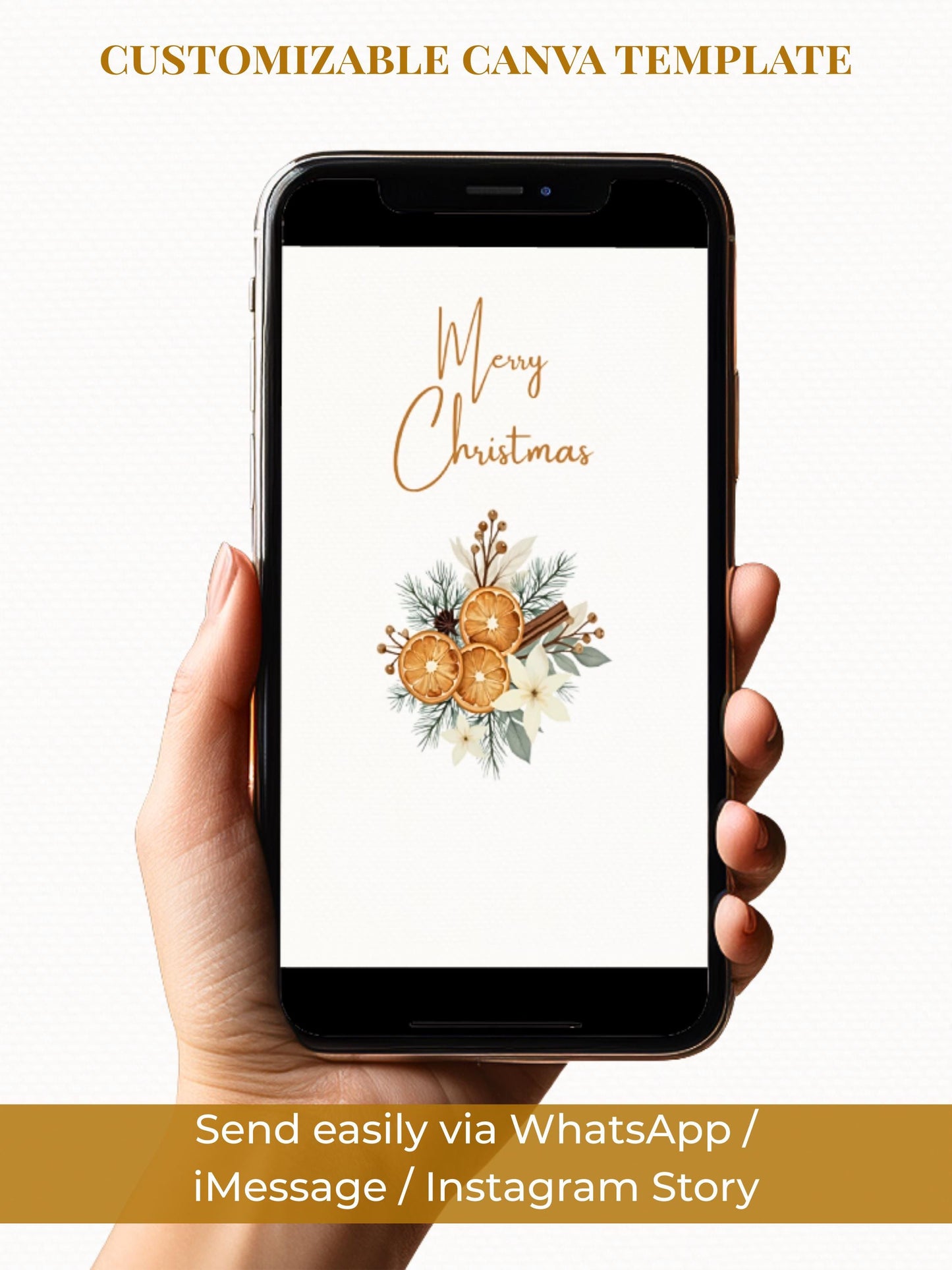 Merry Christmas Animated Digital Card with Family Newsletter (Customizable Canva Template) Musical Holiday Evite for WhatsApp & Messaging