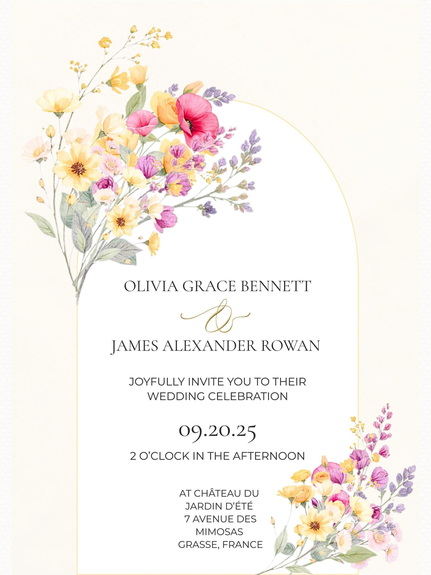 Digital Wedding Invitation Template Design Floral Watercolor Garden Wedding Ceremony Template Editable Canva Custom Invitation Romantic