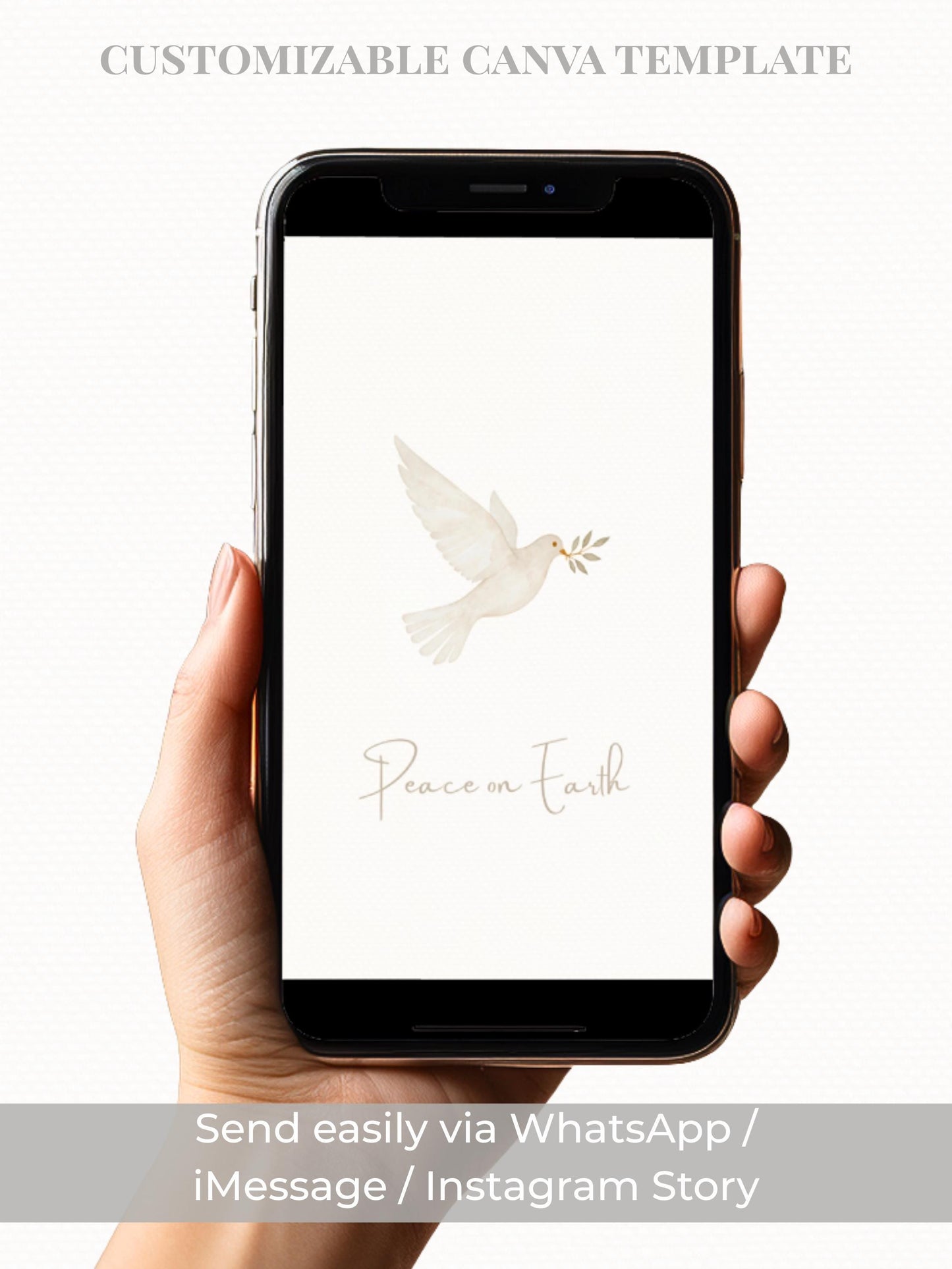 Peace on Earth Digital Christmas Card With Animated Gift Reveal & Family Newsletter - Dove Olive Branch Digital Holiday (Canva Template)