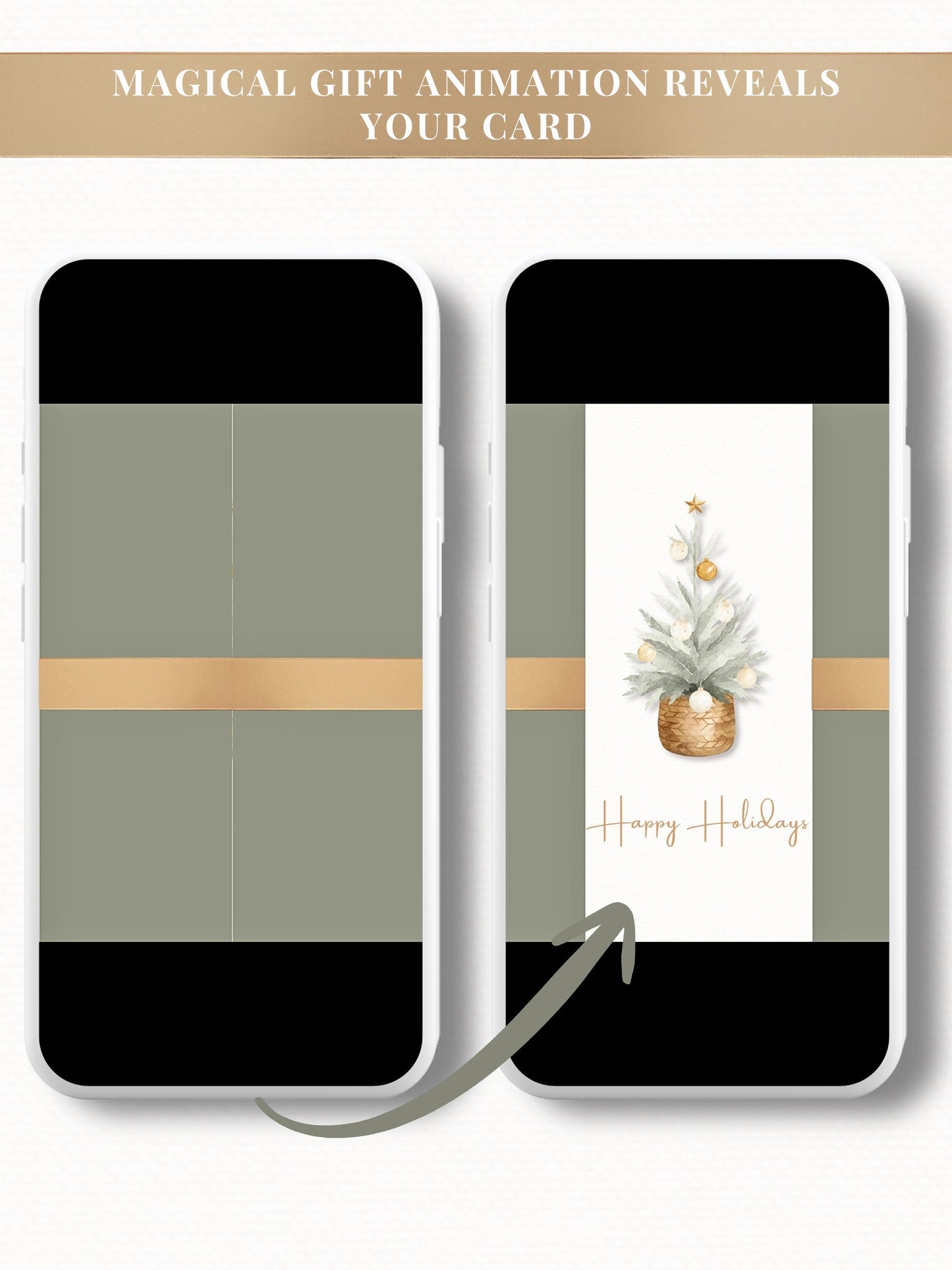 Animated Christmas Card with Family Newsletter (Customizable Canva Template) – Happy Holidays Tree Music Digital Evite for Messaging
