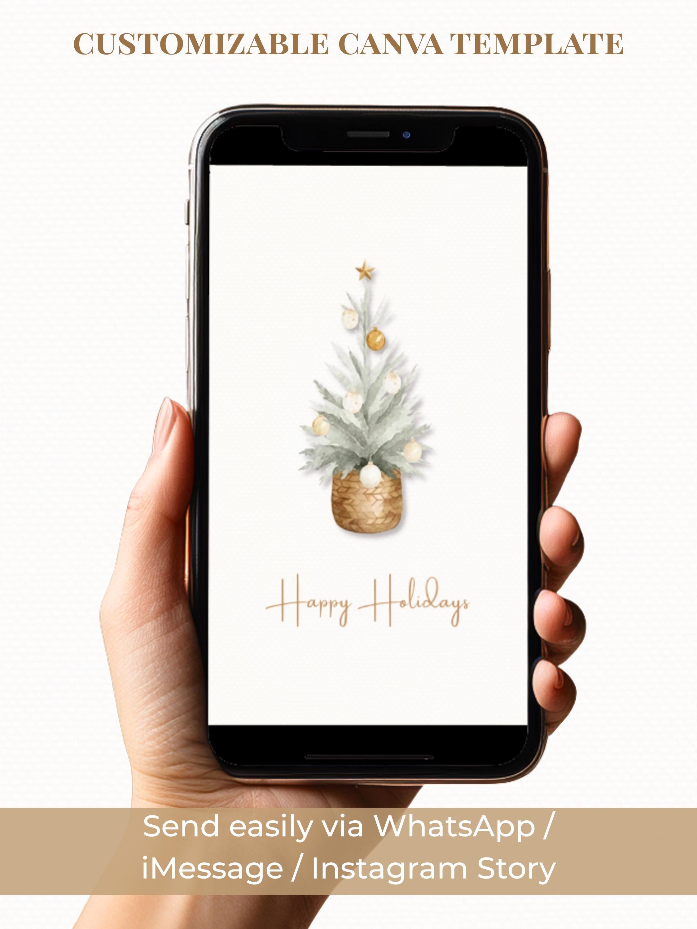 Animated Christmas Card with Family Newsletter (Customizable Canva Template) – Happy Holidays Tree Music Digital Evite for Messaging