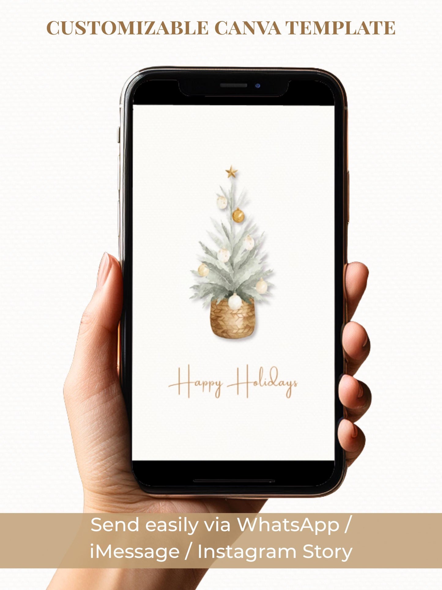 Animated Christmas Card with Family Newsletter (Customizable Canva Template) – Happy Holidays Tree Music Digital Evite for Messaging