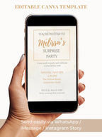 Animated Surprise Party Invitation - Modern Playful Custom Digital Evite (Instant Download Editable Canva Template), Secret Birthday Invite
