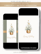 Editable Christmas Card with Newsletter Template (Printable or Digital Canva Holiday Card) - Family Photo Update, Personalized Greeting Card