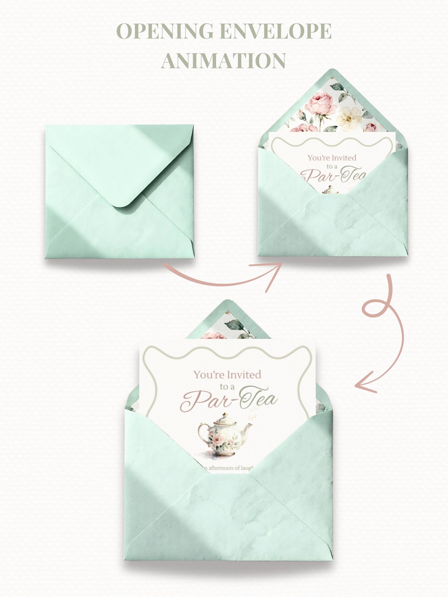 Animated Tea Party Invitation (Instant Download Editable Digital Canva Template) - Afternoon Tea, Birthday, Garden, Bridal Events Evite