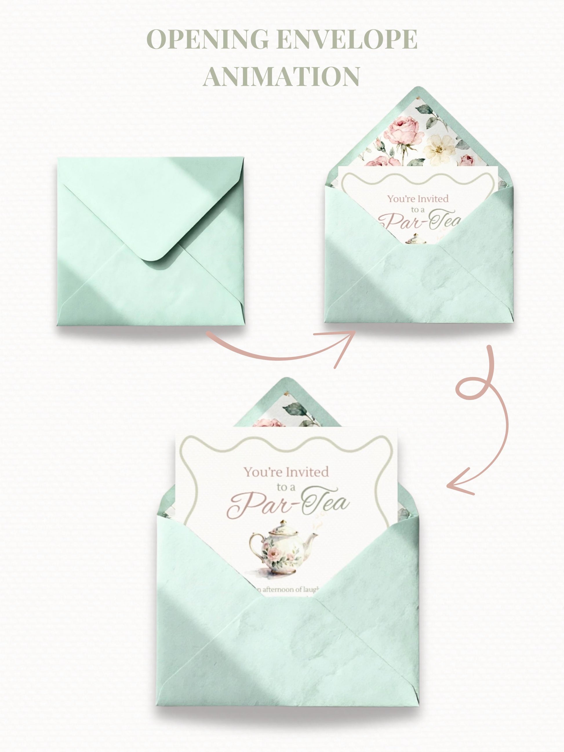 Animated Tea Party Invitation (Instant Download Editable Digital Canva Template) - Afternoon Tea, Birthday, Garden, Bridal Events Evite
