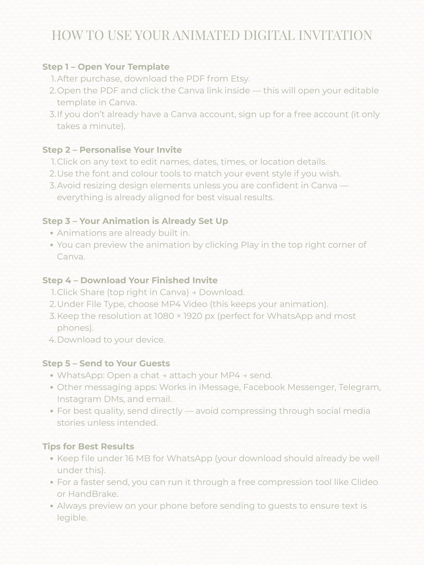 Animated Tea Party Invitation (Instant Download Editable Digital Canva Template) - Afternoon Tea, Birthday, Garden, Bridal Events Evite