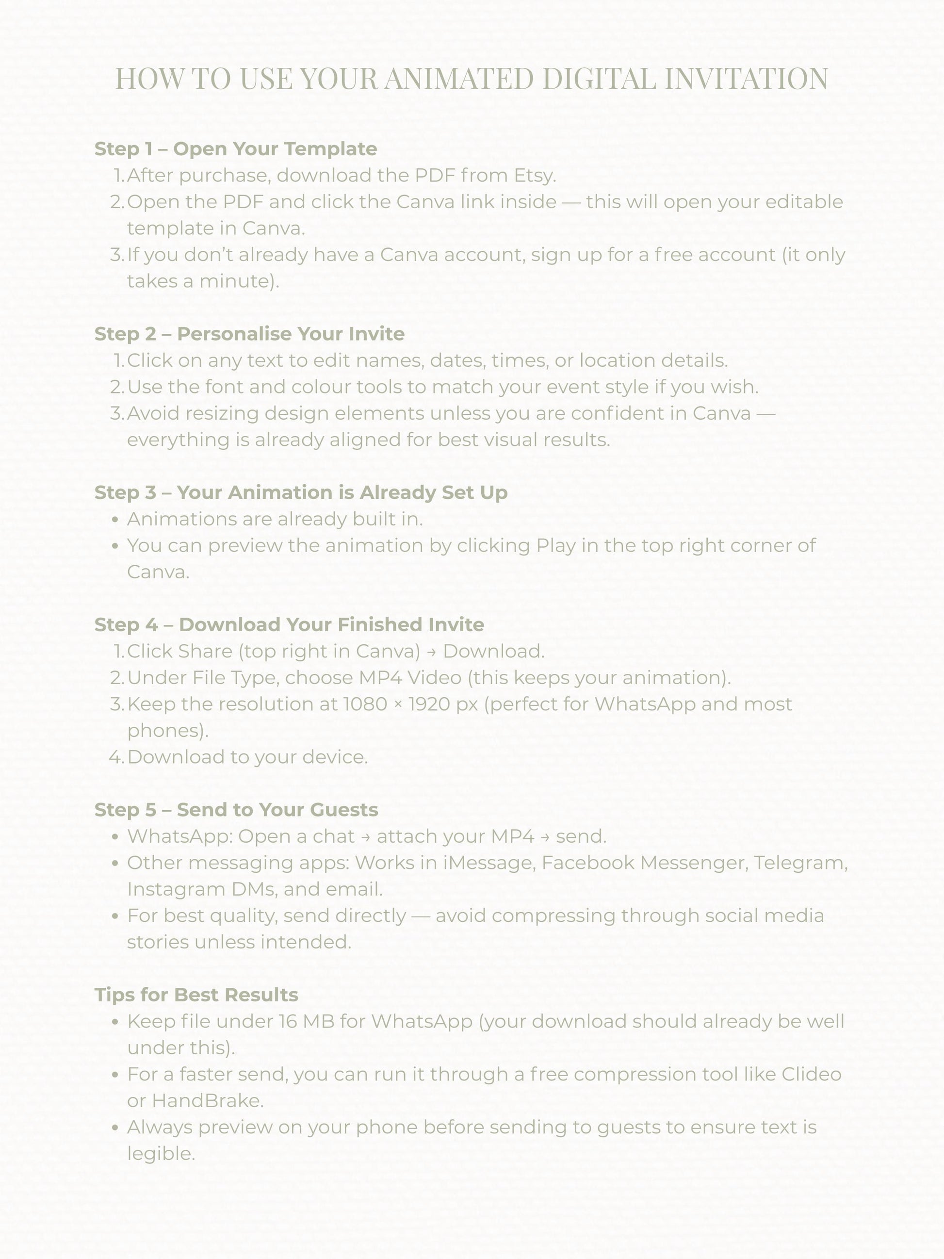 Animated Tea Party Invitation (Instant Download Editable Digital Canva Template) - Afternoon Tea, Birthday, Garden, Bridal Events Evite