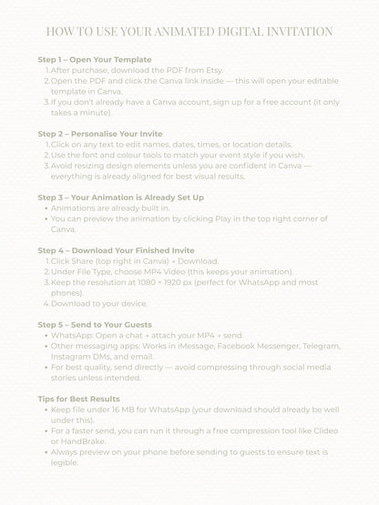 Animated Tea Party Invitation (Instant Download Editable Digital Canva Template) - Afternoon Tea, Birthday, Garden, Bridal Events Evite