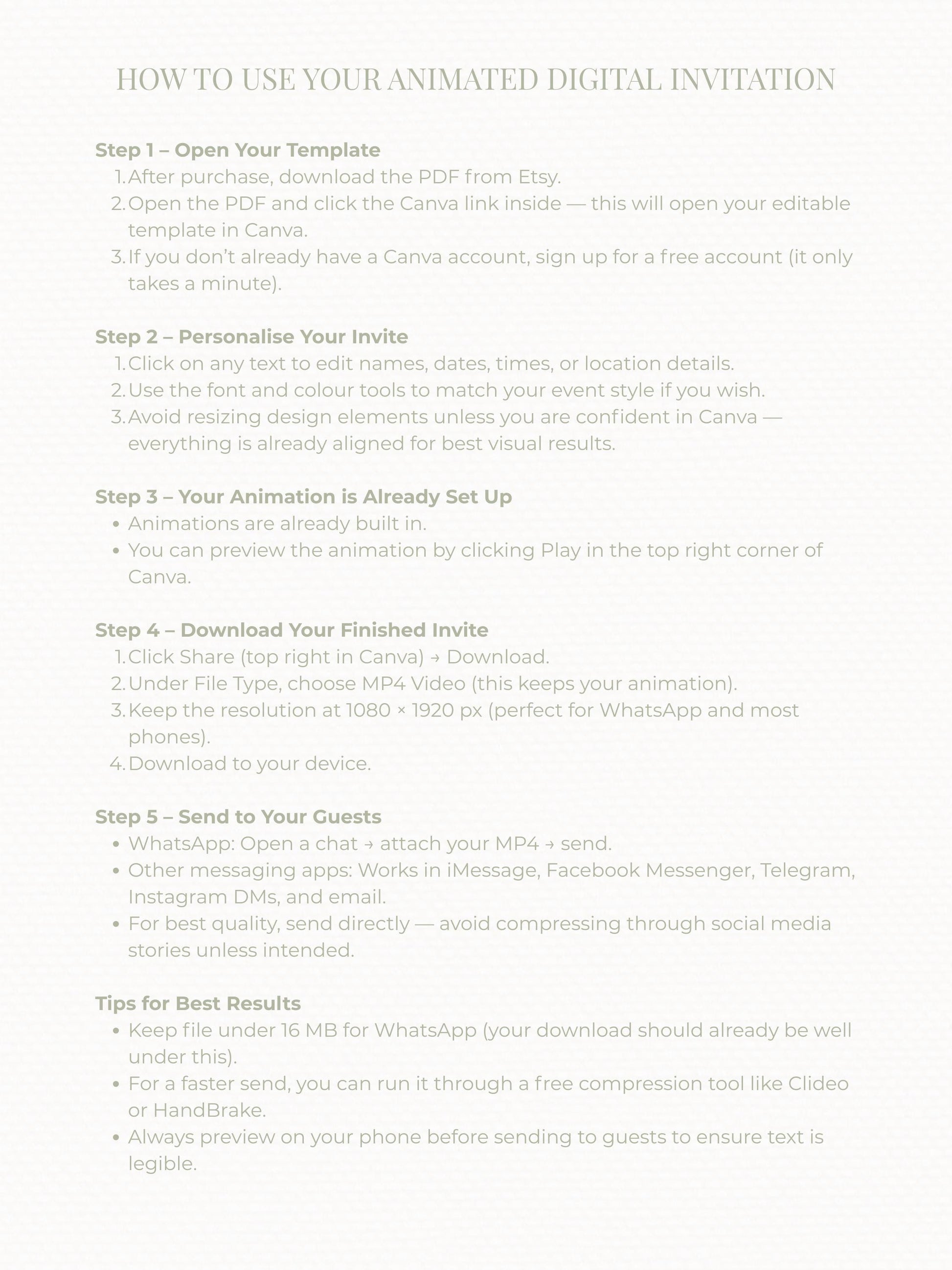 Animated Tea Party Invitation (Instant Download Editable Digital Canva Template) - Afternoon Tea, Birthday, Garden, Bridal Events Evite