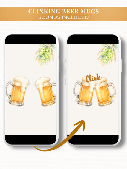 Animated Oktoberfest Party Invitation Template, Beer Steins Digital Evite (Canva Template, Instant Download)