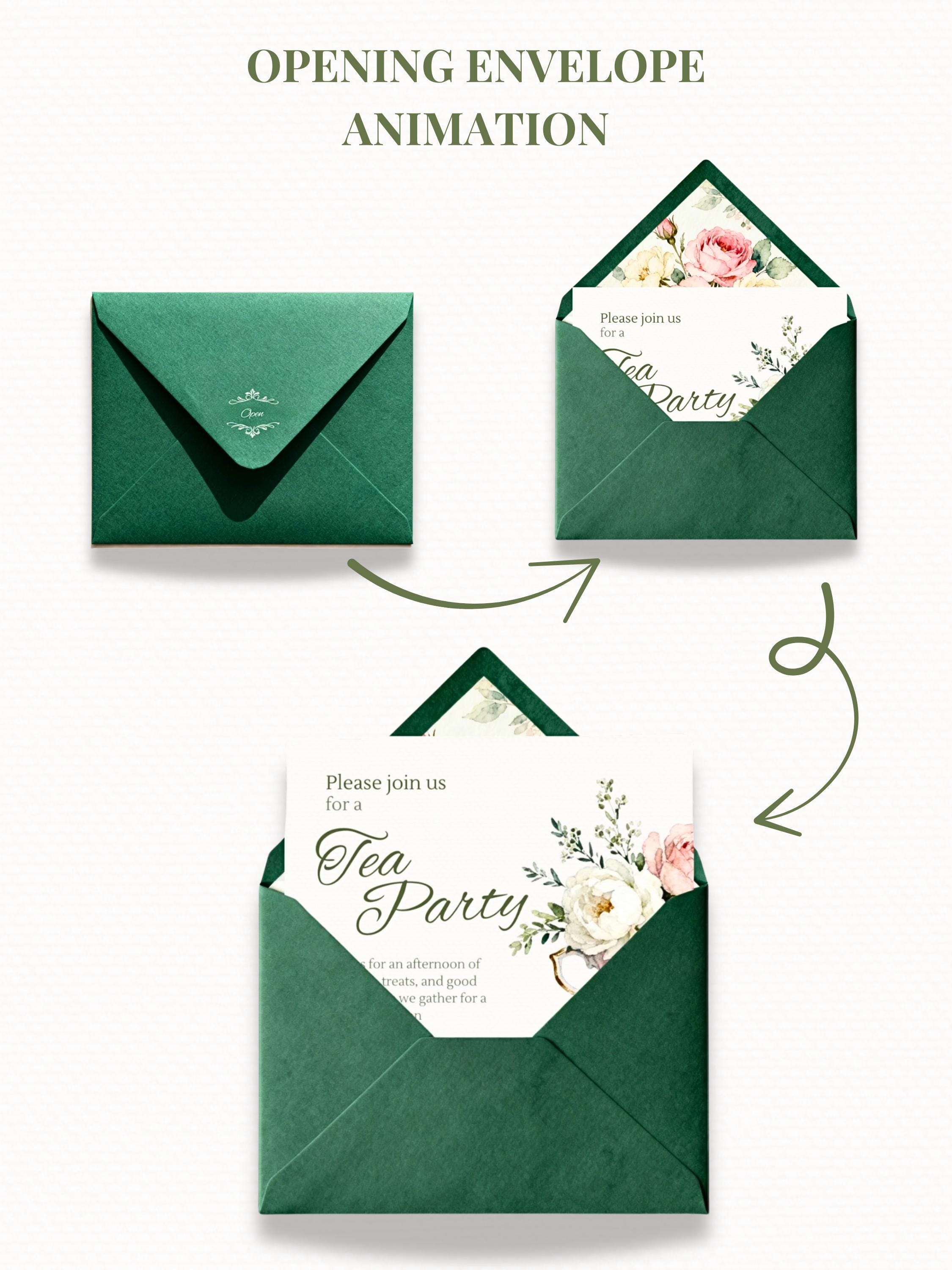 Animated Tea Party Invitation, Digital Evite (Instant Download Customizable Canva Template) Send via WhatsApp or iMessage: Birthday, Garden