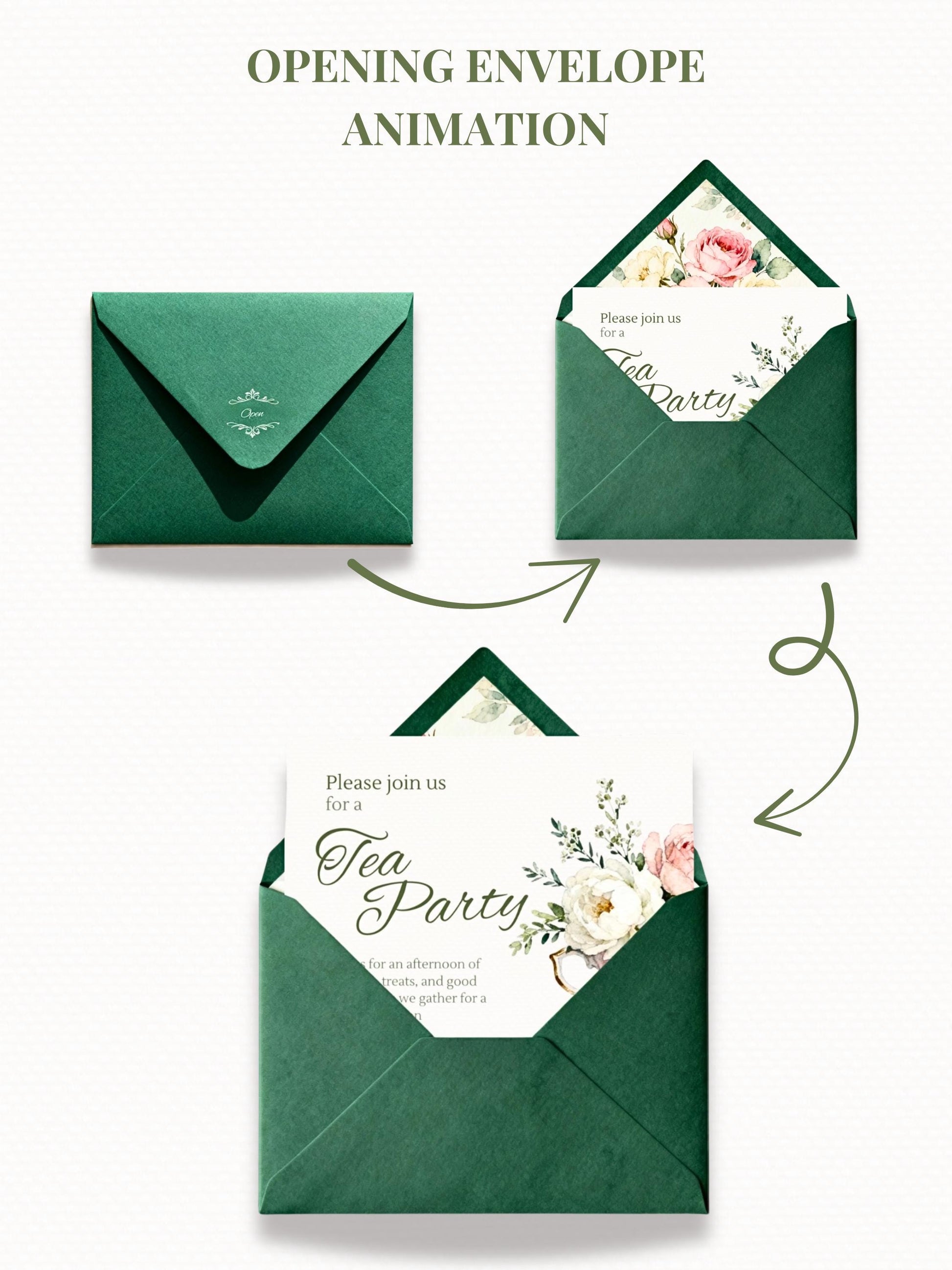 Animated Tea Party Invitation, Digital Evite (Instant Download Customizable Canva Template) Send via WhatsApp or iMessage: Birthday, Garden