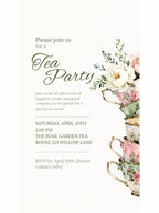 Animated Tea Party Invitation, Digital Evite (Instant Download Customizable Canva Template) Send via WhatsApp or iMessage: Birthday, Garden