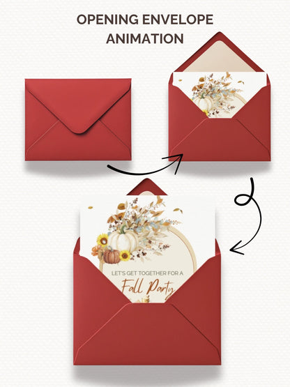 Animated Fall Party Invitation: Autumn Pumpkin Digital Evite, Harvest Party (Canva Template, Instant Download)