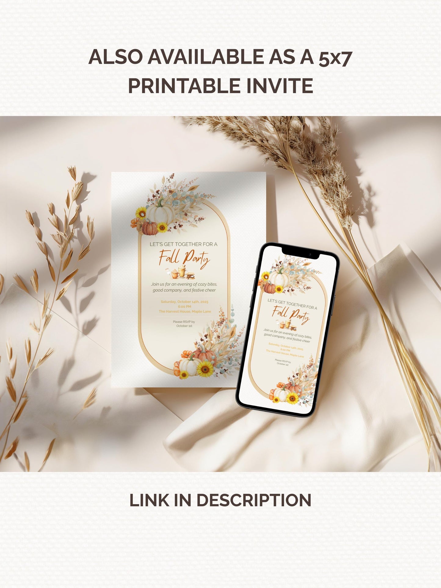 Animated Fall Party Invitation: Autumn Pumpkin Digital Evite, Harvest Party (Canva Template, Instant Download)
