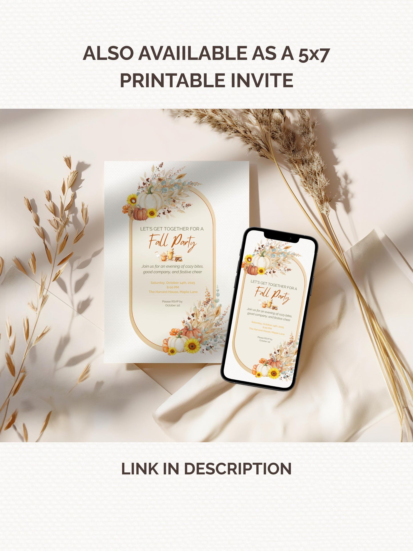 Animated Fall Party Invitation: Autumn Pumpkin Digital Evite, Harvest Party (Canva Template, Instant Download)