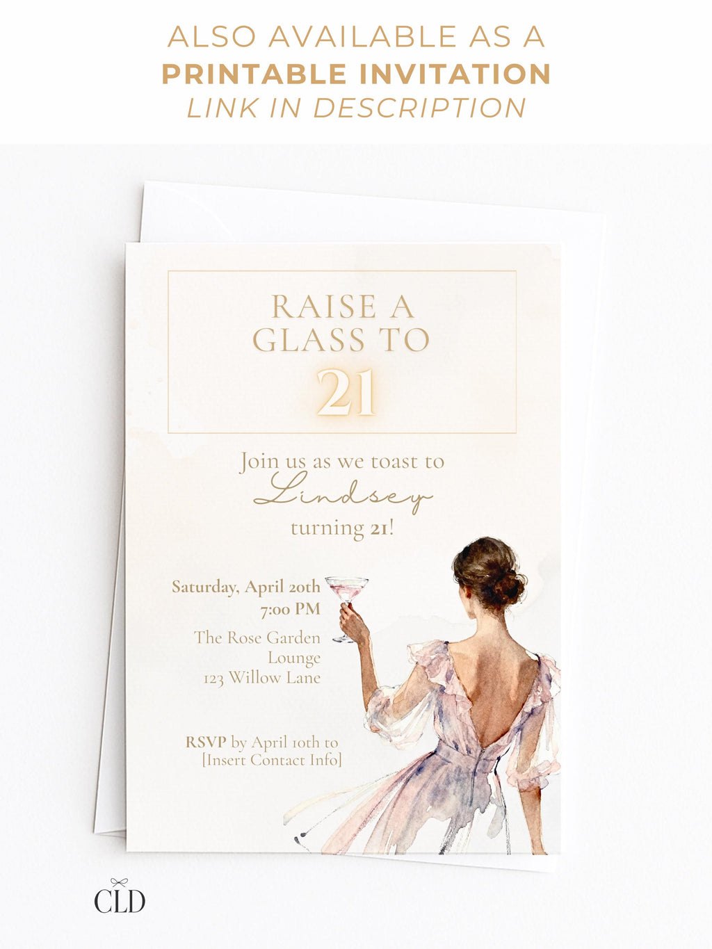 Animated 21st Birthday Invitation (Instant Download Editable Canva Template) Raise a Glass Champagne Theme Evite for WhatsApp or Text