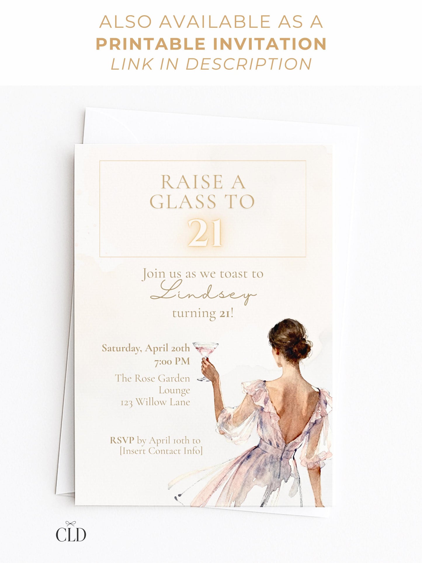 Animated 21st Birthday Invitation (Instant Download Editable Canva Template) Raise a Glass Champagne Theme Evite for WhatsApp or Text