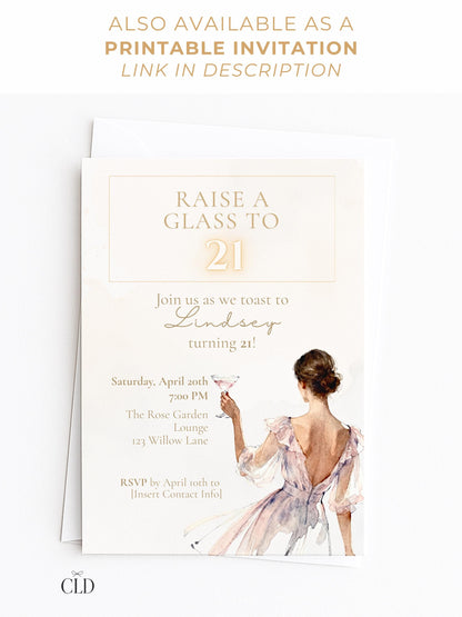 Animated 21st Birthday Invitation (Instant Download Editable Canva Template) Raise a Glass Champagne Theme Evite for WhatsApp or Text