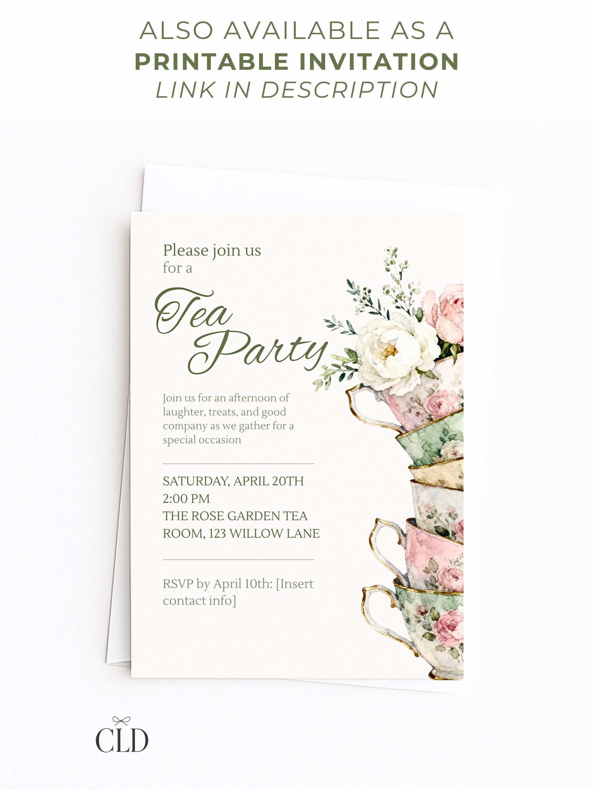 Animated Tea Party Invitation, Digital Evite (Instant Download Customizable Canva Template) Send via WhatsApp or iMessage: Birthday, Garden