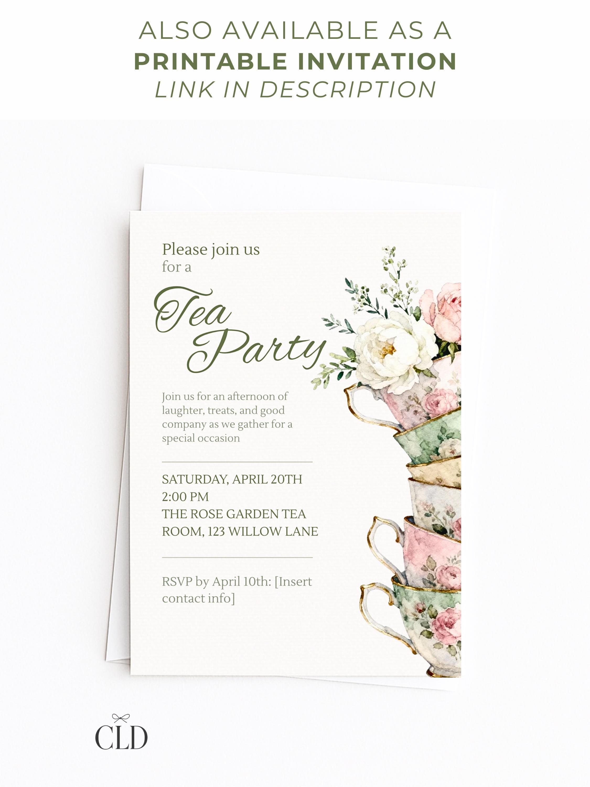 Animated Tea Party Invitation, Digital Evite (Instant Download Customizable Canva Template) Send via WhatsApp or iMessage: Birthday, Garden