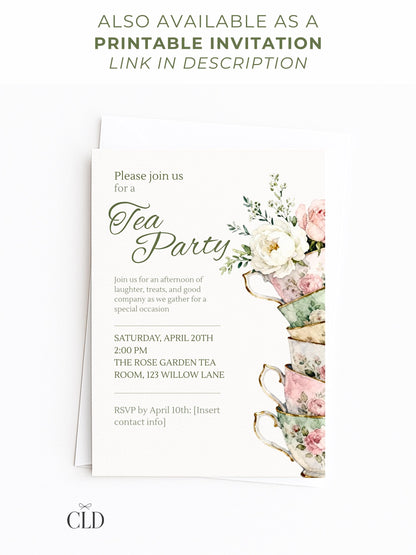 Animated Tea Party Invitation, Digital Evite (Instant Download Customizable Canva Template) Send via WhatsApp or iMessage: Birthday, Garden