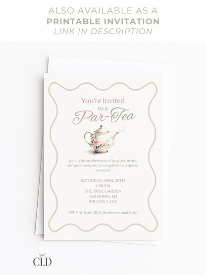 Animated Tea Party Invitation (Instant Download Editable Digital Canva Template) - Afternoon Tea, Birthday, Garden, Bridal Events Evite