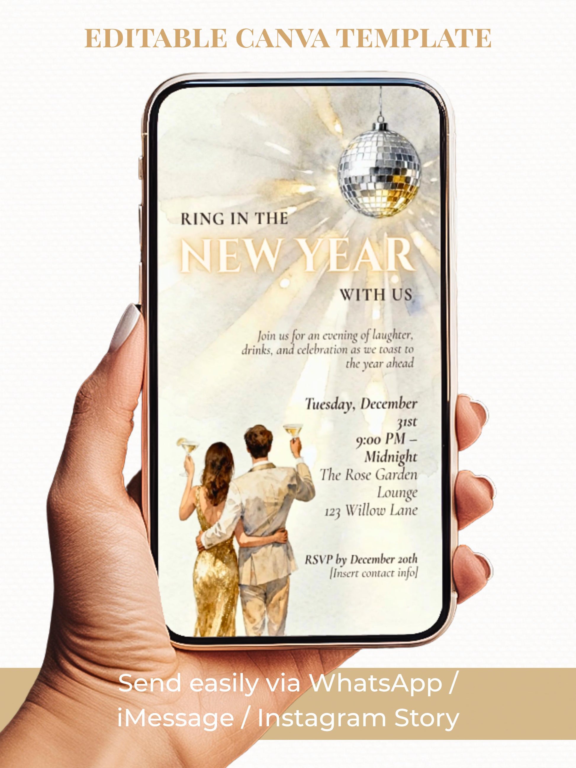 Animated New Year’s Eve Party Invitation (Instant Download Customizable Canva Template) Digital Ring In The Bells Hogmanay Countdown Evite