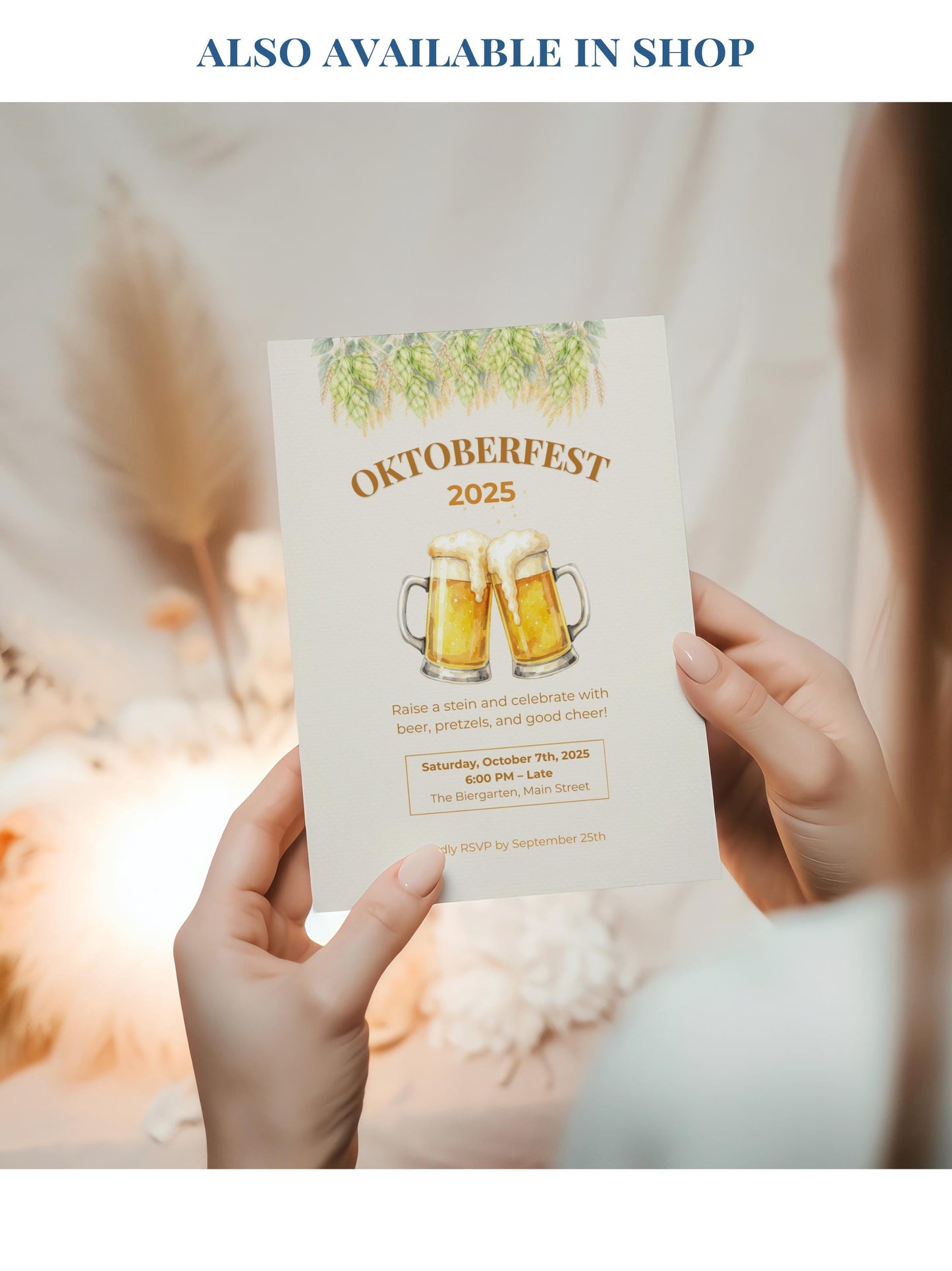 Oktoberfest Invite, Beer Festival Party Invitation, Editable Template, Printable German Beer Celebration Evite, Canva Digital Download