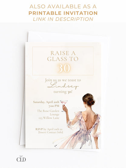 Animated 30th Birthday Invitation, Champagne Toast Digital Evite (Instant Download Editable Canva Template) Video Invite for WhatsApp/Text