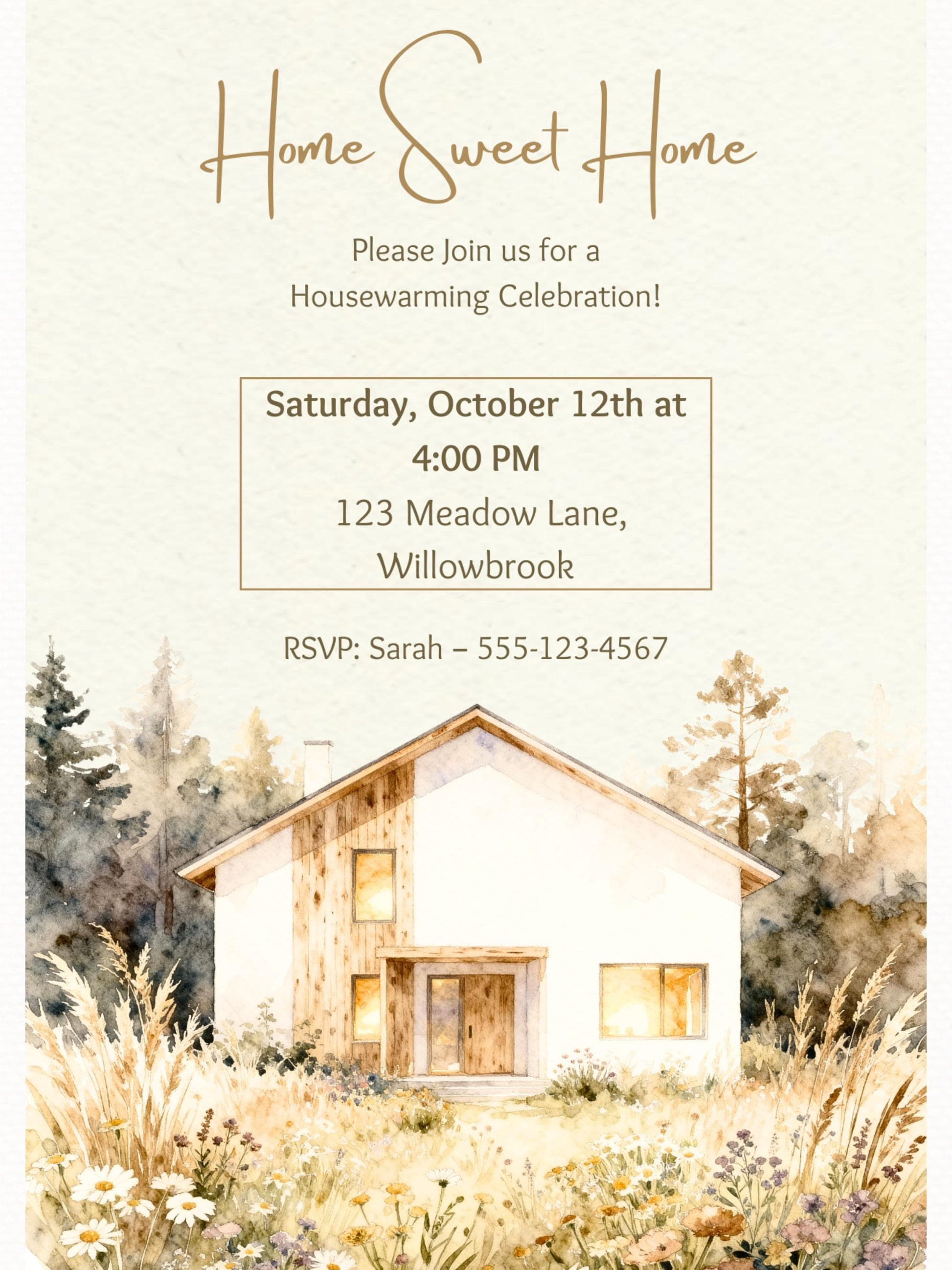Housewarming Invitation Template (Instant Download Editable Canva Party Invite) Custom Digital or Printable Moving New Home Sweet Home