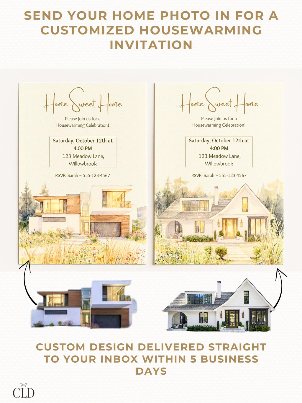 Custom Housewarming Invitation - Personalized Home Portrait Watercolor Invite - Unique Moving Party Announcement (Digital or Printable)