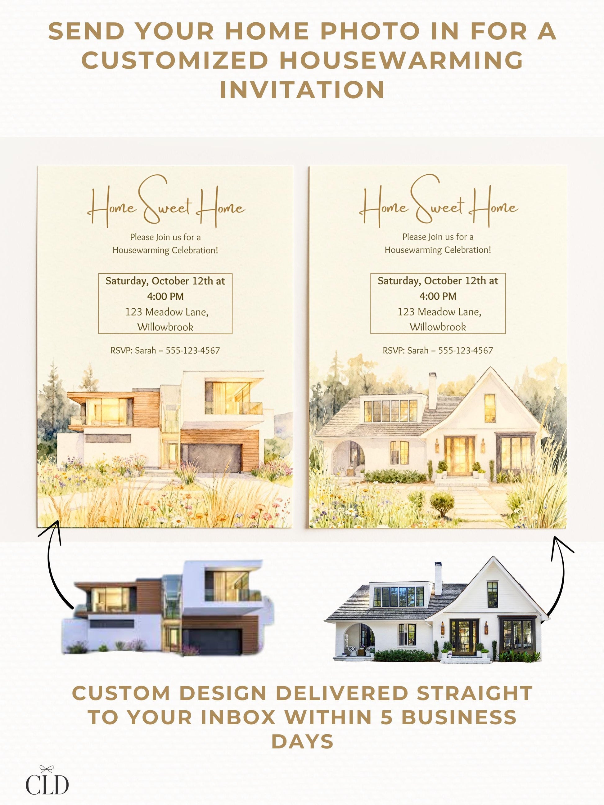 Custom Housewarming Invitation - Personalized Home Portrait Watercolor Invite - Unique Moving Party Announcement (Digital or Printable)