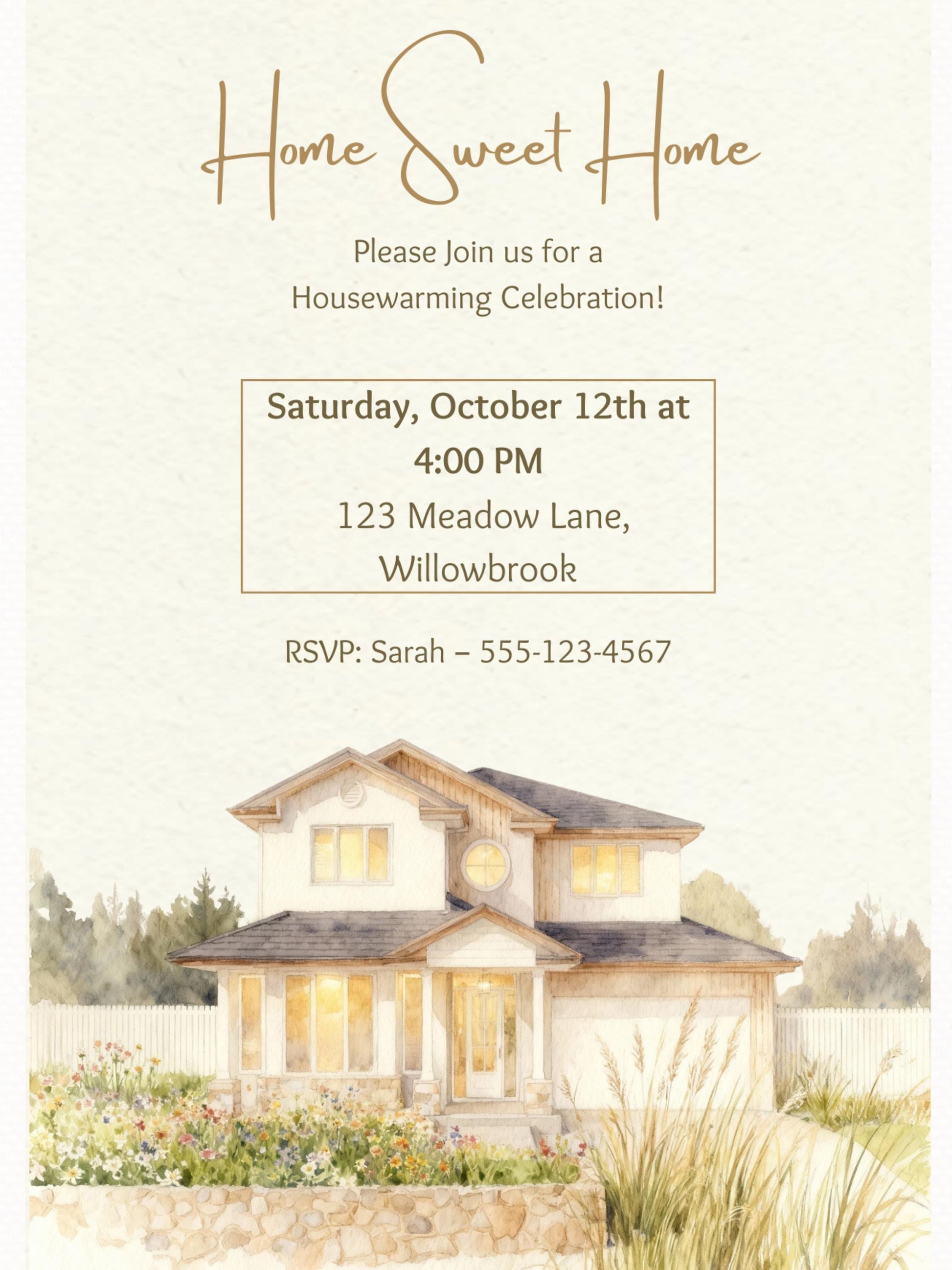 Custom Housewarming Invitation - Personalized Home Portrait Watercolor Invite - Unique Moving Party Announcement (Digital or Printable)