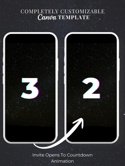 Animated Space 3rd Birthday Invitation - Rocket Ship Digital Evite Kid Birthday Party Video Invite Whatsapp(Instant Download Canva Template)