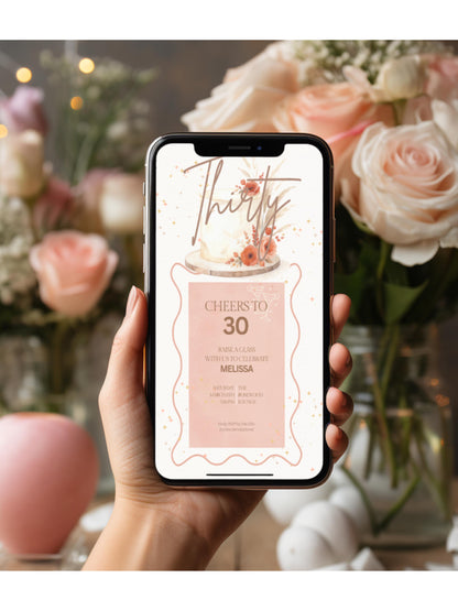 30th Birthday Invitation - Customizable Digital Download (Editable Instant Canva Template). Cheers to 30 Drinks Theme