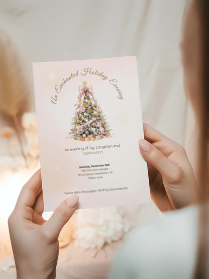 Holiday Party Invitation - Christmas Invite (Editable Canva Instant Download Template) - Printable or Digital Download