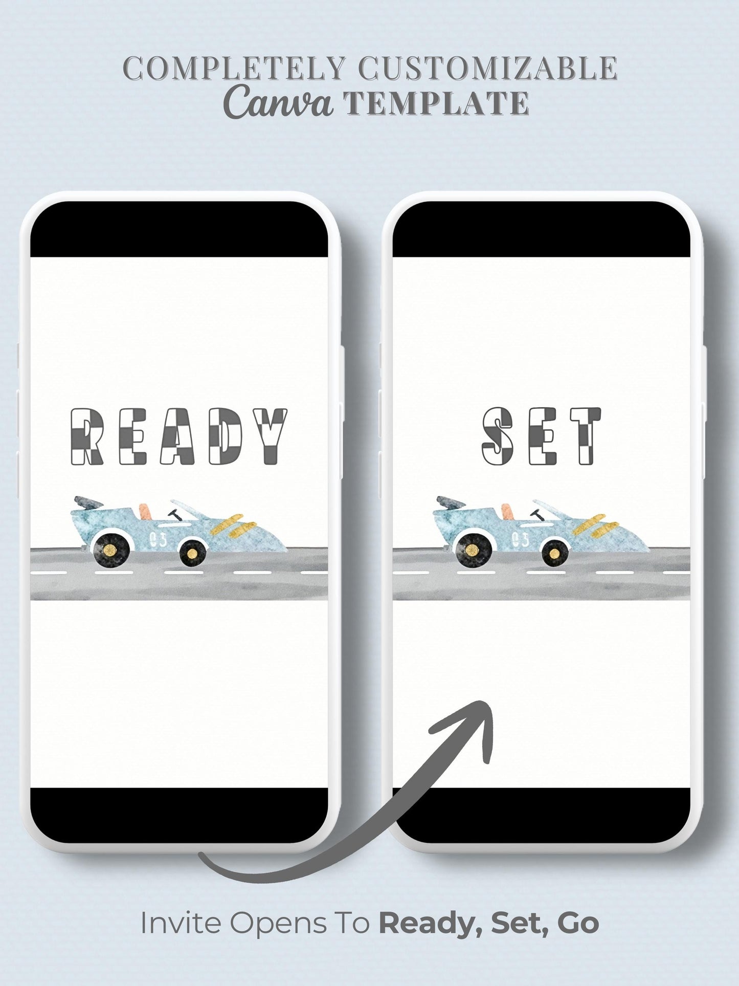 Animated Racing Car 2nd Birthday Invitation (Instant Download Editable Canva Template) Custom Digital Video Evite for Boy’s Party