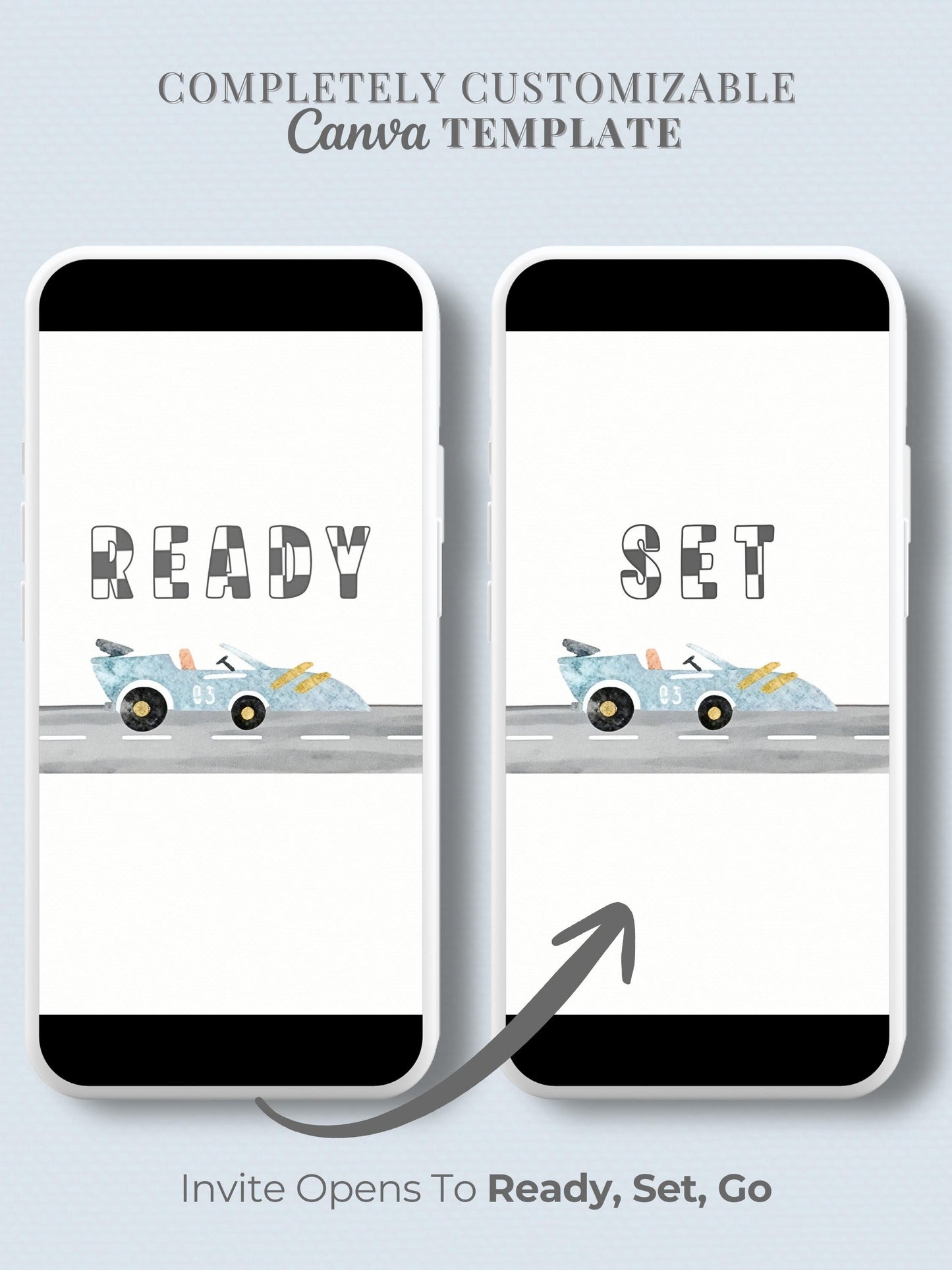 Animated Racing Car 2nd Birthday Invitation (Instant Download Editable Canva Template) Custom Digital Video Evite for Boy’s Party