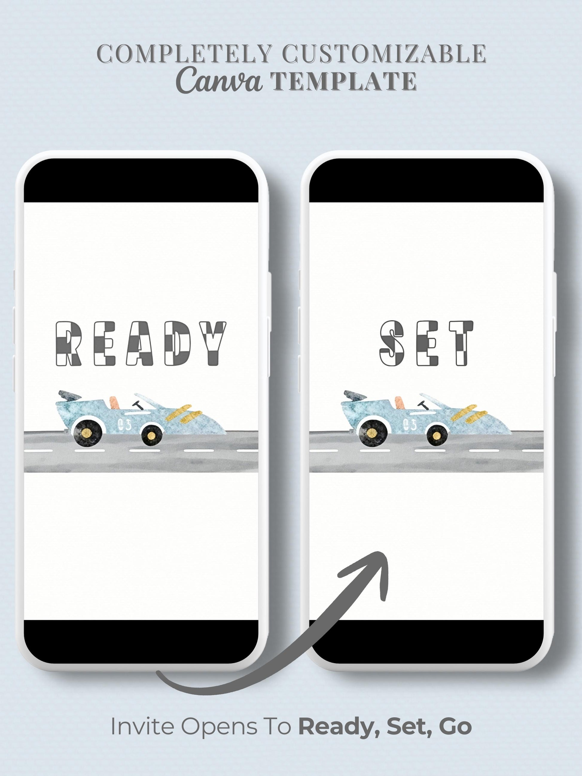 Animated Racing Car 2nd Birthday Invitation (Instant Download Editable Canva Template) Custom Digital Video Evite for Boy’s Party