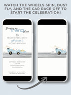 Animated Racing Car 2nd Birthday Invitation (Instant Download Editable Canva Template) Custom Digital Video Evite for Boy’s Party