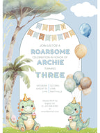 3rd Birthday Dinosaur Invitation- Dino Themed (Editable Canva Template Instant Download) -Kids Birthday Party