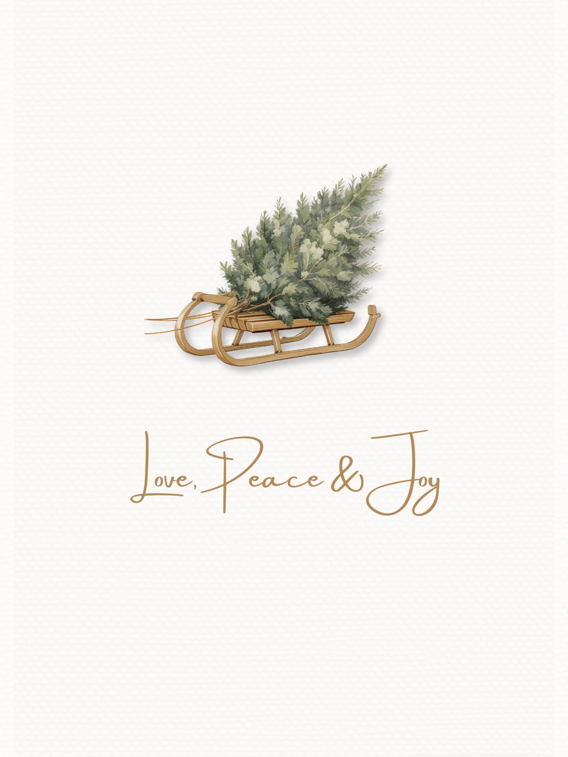 Editable Christmas Card with Newsletter - Modern Minimalist Tree Holiday Card Template, Canva Printable or Digital Family Greeting