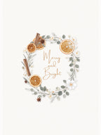 Editable Christmas Card with Newsletter - Botanical Orange Wreath Holiday Card Template, Canva Printable or Digital Family Greeting